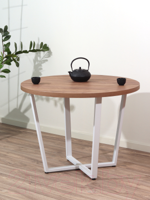 Обеденный стол Millwood Лофт Орлеан Л D100x75 (дуб табачный Craft/металл белый)