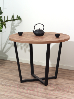 Обеденный стол Millwood Лофт Орлеан Л D90x75 (дуб табачный Craft/металл черный)