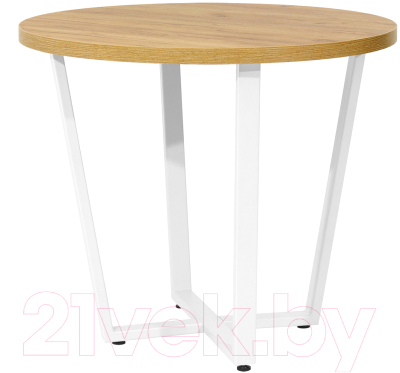 Обеденный стол Millwood Лофт Орлеан Л D90x75 (дуб золотой Craft/металл белый) - фото