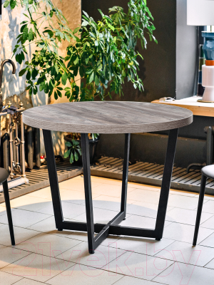 Обеденный стол Millwood Лофт Орлеан Л D90x75 (сосна пасадена/металл черный)