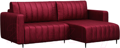 Диван угловой Mebel-Ars Маркфул/Флорент (бархат красный Star Velvet 3 Dark Red) - фото