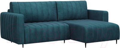 Диван угловой Mebel-Ars Маркфул/Флорент (бархат сине-зеленый Star Velvet 43 Black Green) - фото