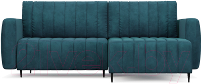 Диван угловой Mebel-Ars Маркфул/Флорент (бархат сине-зеленый Star Velvet 43 Black Green)