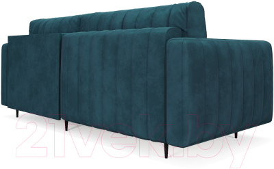 Диван угловой Mebel-Ars Маркфул/Флорент (бархат сине-зеленый Star Velvet 43 Black Green)
