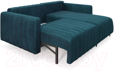 Диван угловой Mebel-Ars Маркфул/Флорент (бархат сине-зеленый Star Velvet 43 Black Green)