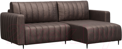Диван угловой Mebel-Ars Маркфул/Флорент (бархат серо-шоколадный Star Velvet 60 Coffee) - фото