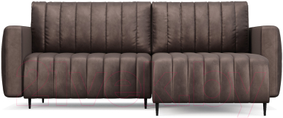 Диван угловой Mebel-Ars Маркфул/Флорент (бархат серо-шоколадный Star Velvet 60 Coffee)