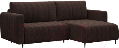 Диван угловой Mebel-Ars Маркфул/Флорент (велюр молочный шоколад НВ-178 13) - фото