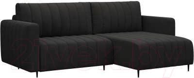 Диван угловой Mebel-Ars Маркфул/Флорент (велюр черный НВ-178 17) - фото