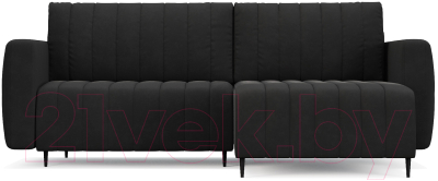 Диван угловой Mebel-Ars Маркфул/Флорент (велюр черный НВ-178 17)