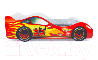 Стилизованная кровать детская Бельмарко Тачка с подъемным механизмом и матрасом / 1712