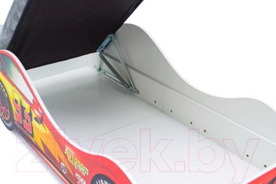 Стилизованная кровать детская Бельмарко Тачка с подъемным механизмом и матрасом / 1712