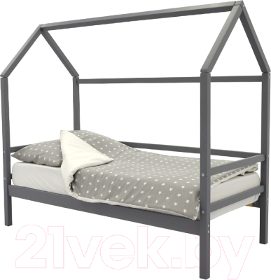Стилизованная кровать детская Бельмарко Svogen Домик / 679 (графит) - фото