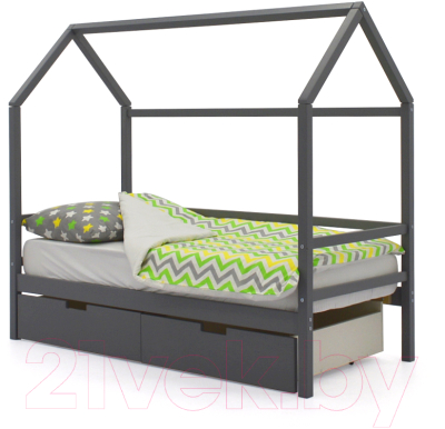 Стилизованная кровать детская Бельмарко Svogen Домик / 679 (графит)