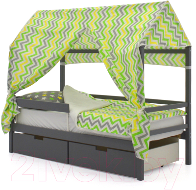 Стилизованная кровать детская Бельмарко Svogen Домик / 679 (графит)