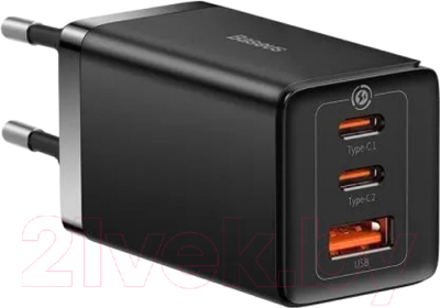Зарядное устройство сетевое Baseus GaN5 + кабель Type-C to Type-C / CCGP120201 - фото