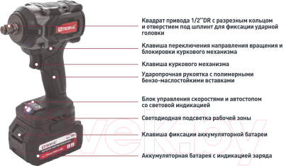 Аккумуляторный гайковерт Thorvik BBIW12890