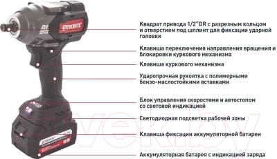 Аккумуляторный гайковерт Thorvik BBIW121080