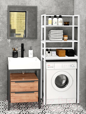 Стеллаж Millwood Венеция 2 35x60x181.8 (белый/металл белый)