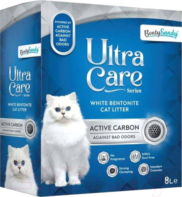 Наполнитель для туалета BentySandy Бентонит комкающийся Activated Carbon Grey Cat Litter - фото