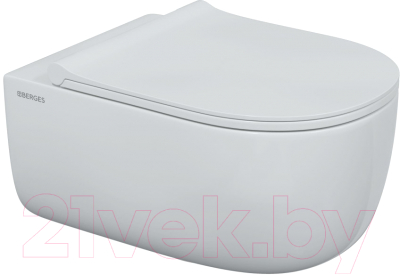 Унитаз подвесной с инсталляцией Berges Ego XL Rimless / 043303 (с сиденьем и кнопкой смыва)