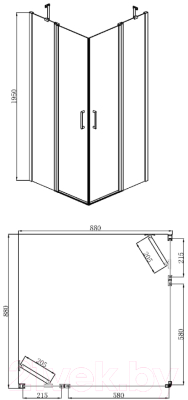 Душевой уголок Adema Анхел 90x90 (прозрачное стекло)