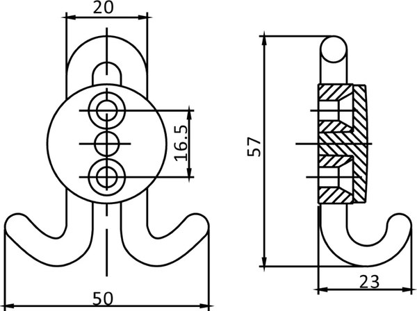 Крючок для одежды Trodos DMZ-30020 2-рожковый сплав ЦАМ