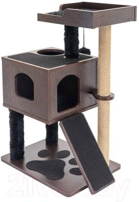 Комплекс для кошек ZooM Барни с домиком / 8278венге - фото