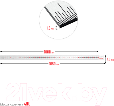 Линейка измерительная Зубр Про-100 / 34280-100