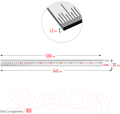 Линейка измерительная Зубр Про-50 / 34280-050