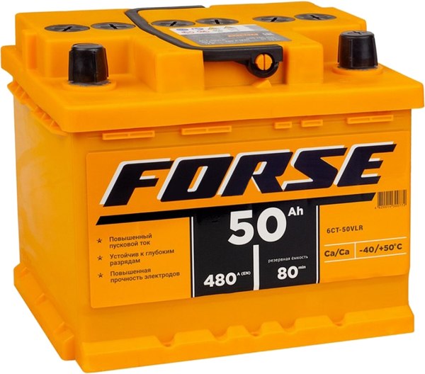 Автомобильный аккумулятор Forse R+ 480A 6СТ-50VLR - фото