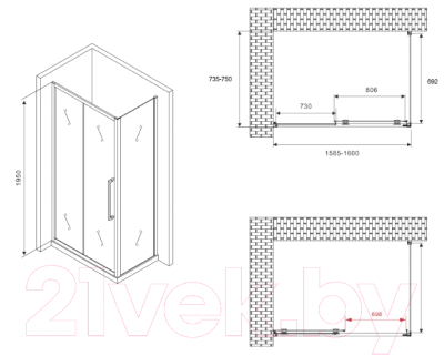 Душевой уголок Abber Schwarzer Diamant AG30160BH-S75B