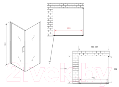 Душевой уголок Abber Sonnenstrand AG04080B-S75B