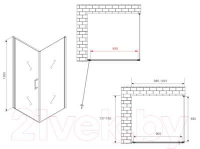 Душевой уголок Abber Sonnenstrand AG04100B-S75B