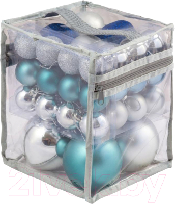 Набор шаров новогодних Magic Time Ассорти синее / 81052 - фото