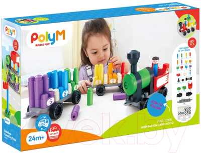 Конструктор PolyM Радужный поезд / 760022_HP (63эл) - фото