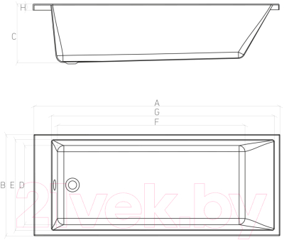 Ванна акриловая Bonito Home Grande 160x70 / BH-GR-205-160/St (с ножками)