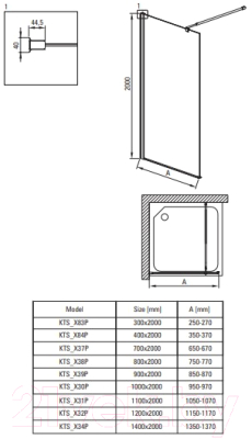 Душевая стенка Deante Kerria Plus Walk-In KTS 039P (прозрачное стекло)