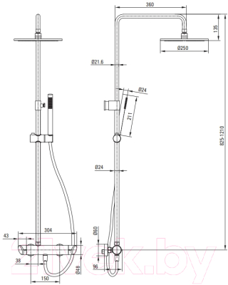 Душевая система со смесителем Deante Cascada Arnika Titanium NAC_D1QK