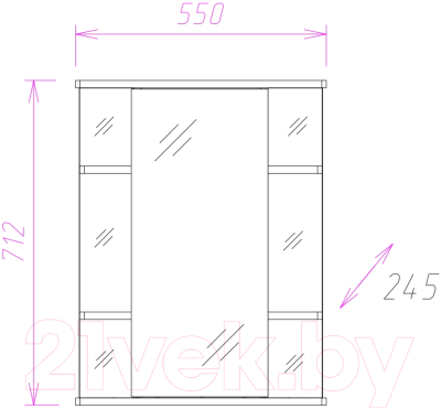 Шкаф с зеркалом для ванной Onika Глория 55.01 R
