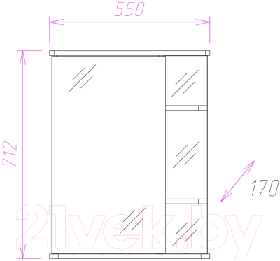 Шкаф с зеркалом для ванной Onika Карина 55.00 (205530)