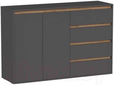 Тумба Интермебель Рио-3 Р-003 (графит серый/дуб крафт табачный) - фото