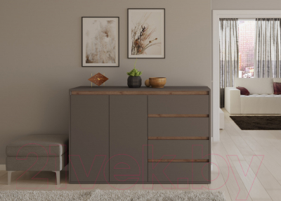 Тумба Интермебель Рио-3 Р-003 (графит серый/дуб крафт табачный)