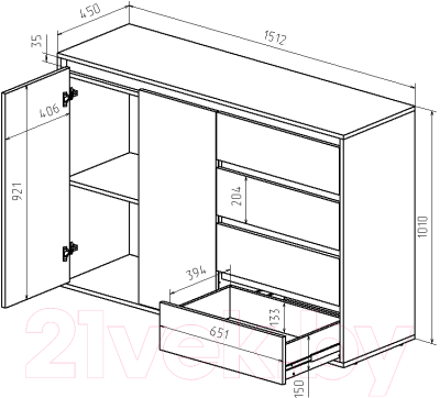 Тумба Интермебель Рио-3 Р-003 (графит серый/дуб крафт табачный)