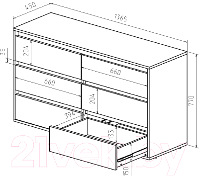 Комод Интермебель Рио-4 Р-004 (белый/дуб крафт золотой)