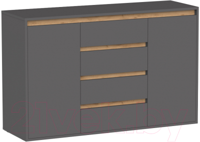 Тумба Интермебель Рио-5 Р-005 (графит серый/дуб крафт табачный) - фото