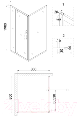 Душевой уголок Niagara NG-83-8AB-A80B 80x80