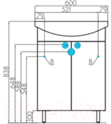 Тумба с умывальником Акватон Онда 60 (1A1228K1ON010)