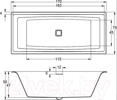 Ванна акриловая Riho Still Square Led 170 / BR0200500K00132 (с подголовником)