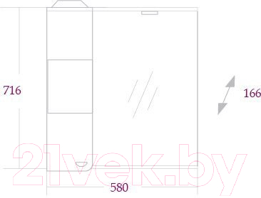 Шкаф с зеркалом для ванной Onika Стиль 58.01 R